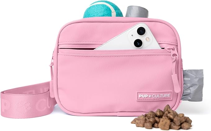Pup Culture Dog Treat Pouch with Poop Bag Dispenser and Removable Treat Pouch | Cross Body Dog Walking Bag | The Perfect Puppy Training Tool and Even Better Gift