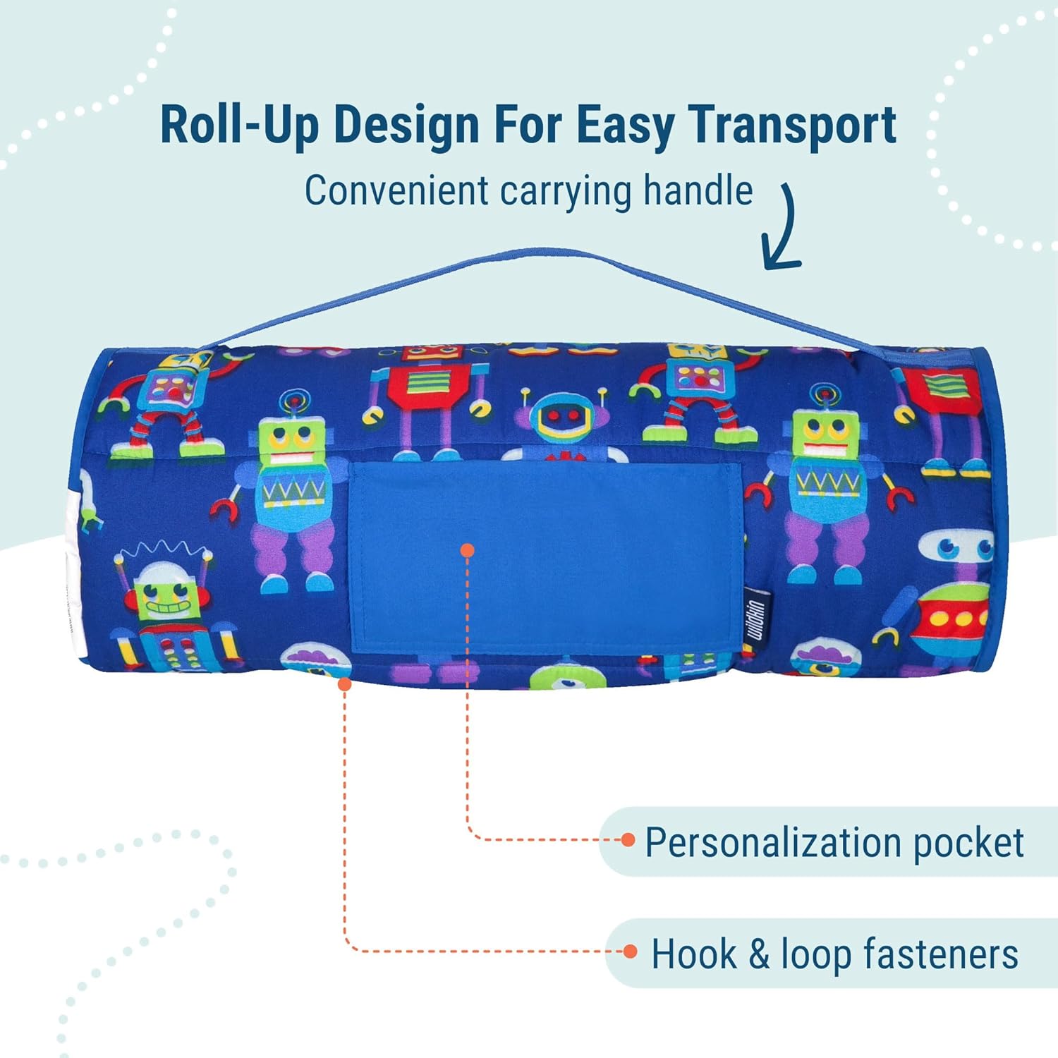 Wildkin 43-inch Kids Nap Mat – Soft Microfiber Toddler Sleeping Mat with Pillow