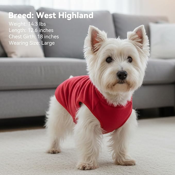 cyeollo 2 Pack Small Dog Sweater, Soft Stretchy Fleece Vest with Reflective Stripe Pullover Sweatshirt Dog Jacket Pet Clothes in Cold Weather Sweaters for Small Dogs Cats, Red & Buffalo Plaid M