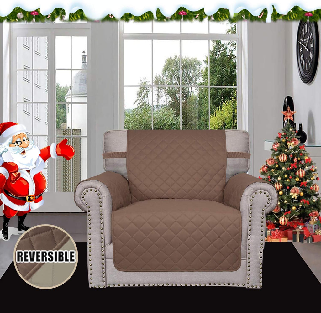 Easy-Going Chair Sofa Slipcover Reversible Sofa Cover Water Resistant Couch Cover Furniture Protector Cover with Elastic Straps for Pets Kids Children Dog Cat (Chair, Brown/Beige)