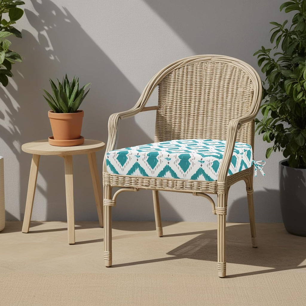 idee-home Outdoor Chair Cushions Set of 4, Thick 17" x 17" x 3" Outdoor Seat Cushions Patio Furniture Waterproof with Ties, Dining Pads