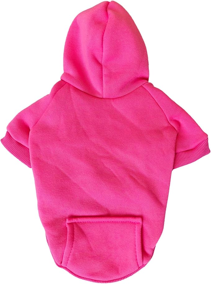 Jecikelon Winter Dog Hoodie Sweatshirts with Pockets Warm Dog Clothes for Small Dogs Chihuahua Coat Clothing Puppy Cat Custume (Rose red, Large)