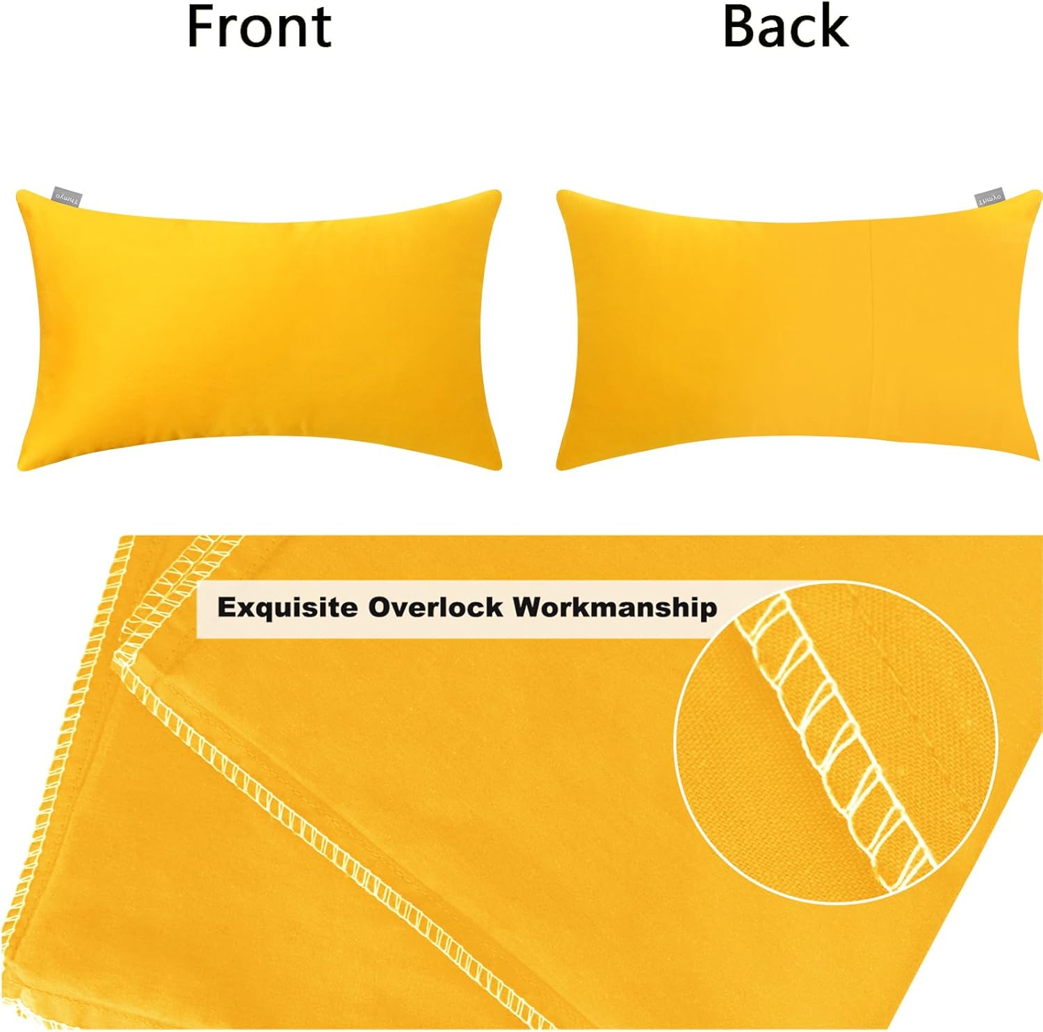 4-Pack 100% Cotton Lumbar Comfortable Solid Decorative Throw Pillow Case,Thmyo Rectangle Cushion Cover Pillowcase Sublimation Blank Pillow Covers DIY Throw Pillowcase(12x20inch/30x50cm, Yellow)