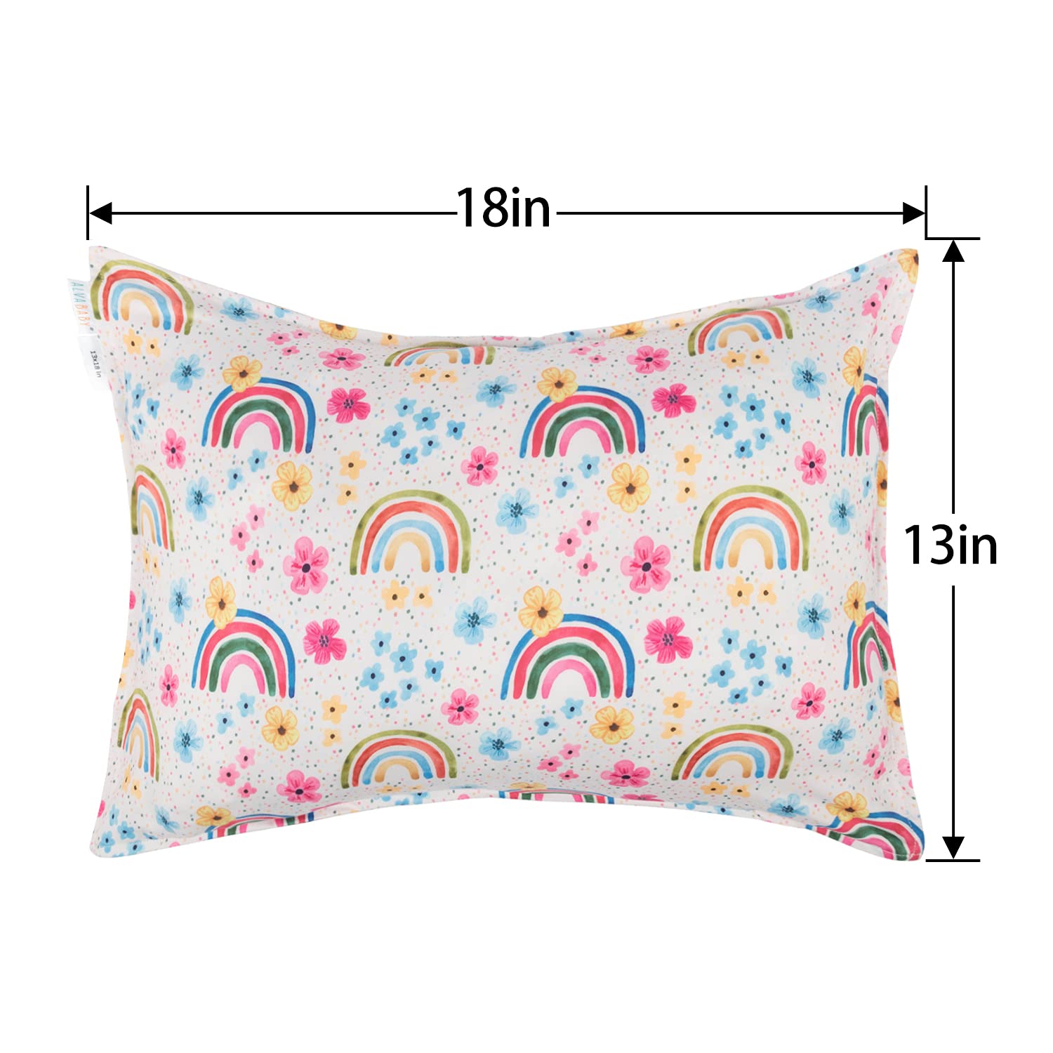 ALVABABY Toddler Pillow Cover Fits 13 x 18,12x 16 Kids Pillow 2 Pack Stretchy Soft Baby Pillow Cover Envelope Kids Pillowcases for Boys Girls Rainbow 2TPE03