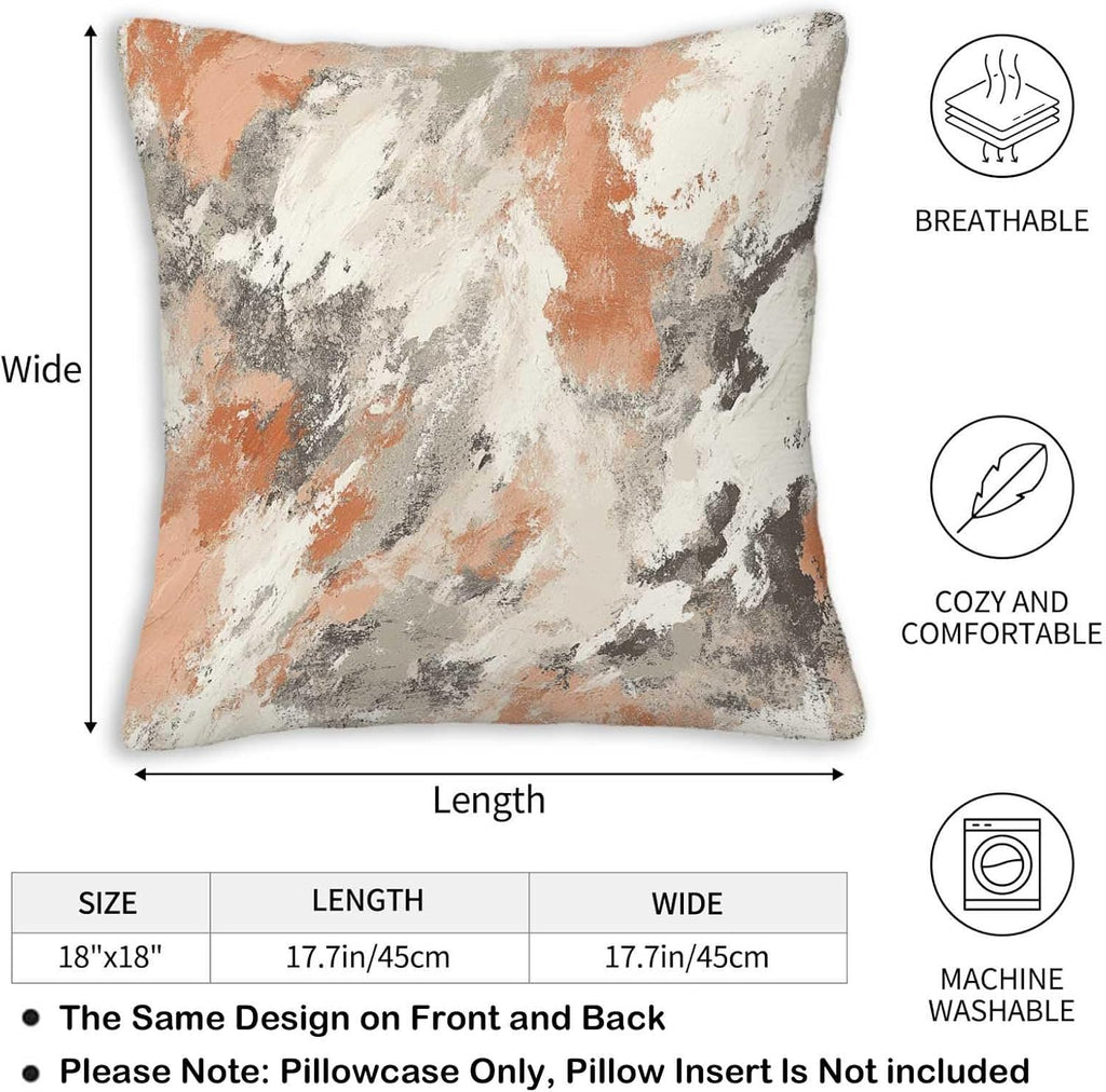 Throw Pillow Covers 18x18 Set of 2, Modern Abstract Cushion Covers, Decorative Square Pillowcases for Couch, Bedroom, Living Room