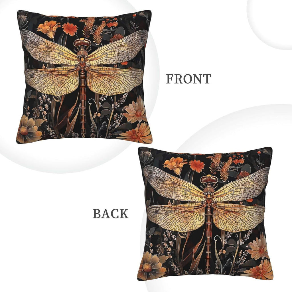 William Morris Abstract Vintage Floral Dragonfly Design 18x18 inches Throw Pillow Covers Square Pillowcases Decor for Bed Couch Sofa Living Room Cushion Covers
