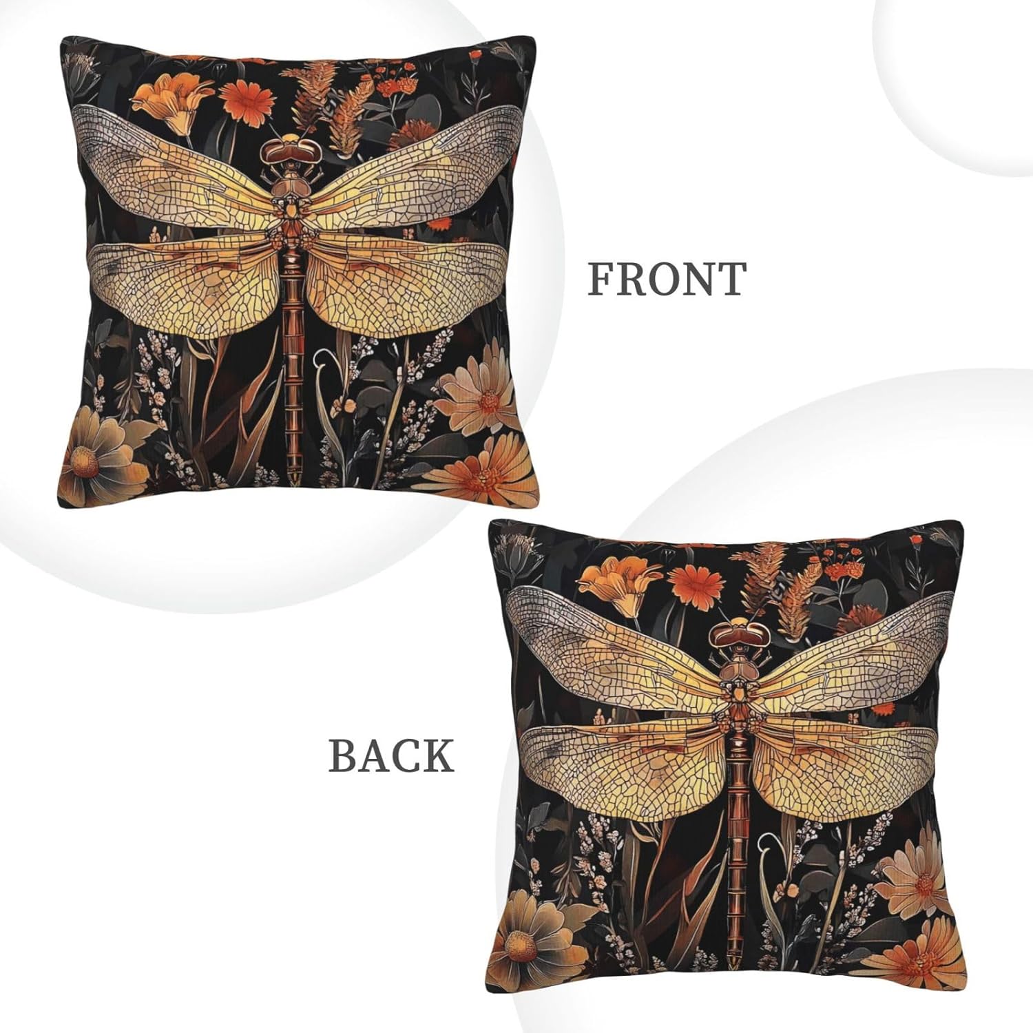 William Morris Abstract Vintage Floral Dragonfly Design 18x18 inches Throw Pillow Covers Square Pillowcases Decor for Bed Couch Sofa Living Room Cushion Covers