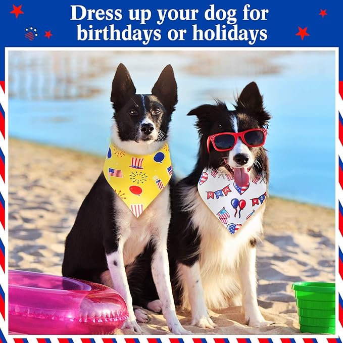 Aliceset 180 Pcs 4th of July Dog Bandanas Bulk Patriotic Dog Bandanas Independence Day Pet Scarf Bibs Soft Triangle Scarf Flag Neckerchief Adjustable Holiday Scarves for Small and Medium Pet