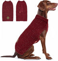 KYEESE Dog Sweater for Large Dogs with Leash Hole Warm Pullover with Reflective Yarn Male Thick Stretchy Knitwear Winter Soft Pet Coat boy for Cold Weather Comfy Dog Sweaters, Dark Red,XXX-Large