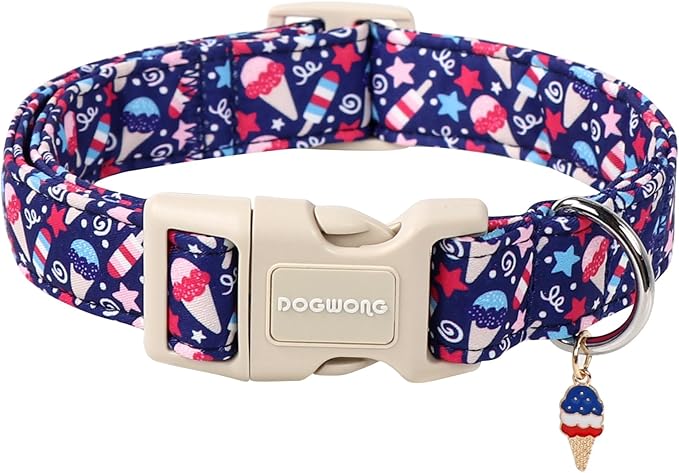 DOGWONG Patriotic Flag Dog Collar, 4th of July American Flag Dog Collars, Adjustable Cute Patriotic Pet Collars Fourth of July Design Dog Collar for Small Medium Large Dogs