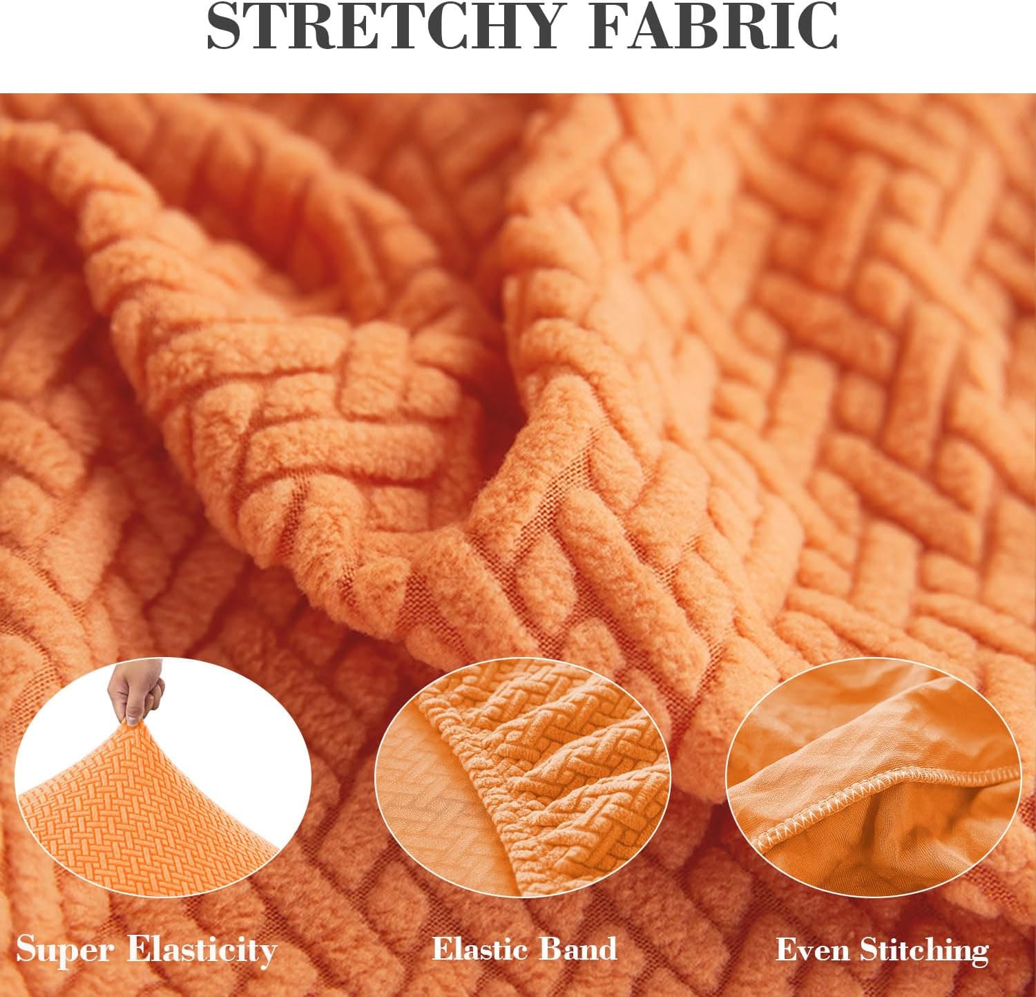 2Pcs Couch Arm Covers, Armrest Cover for Sofa, Sofa Arms Covers Washable Arms with Twist Pins Soft,Skin-Friendly for Pets (Texture Orange, Armrest Cover)