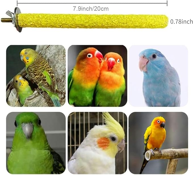 Hamiledyi 4 PCS Parrot Perch Stand Toy Bird Cage Perch Toy Natural Paw Grinding Stick for Medium Parrots Parakeets Cockatiels Lovebirds Chewing Stick (M)