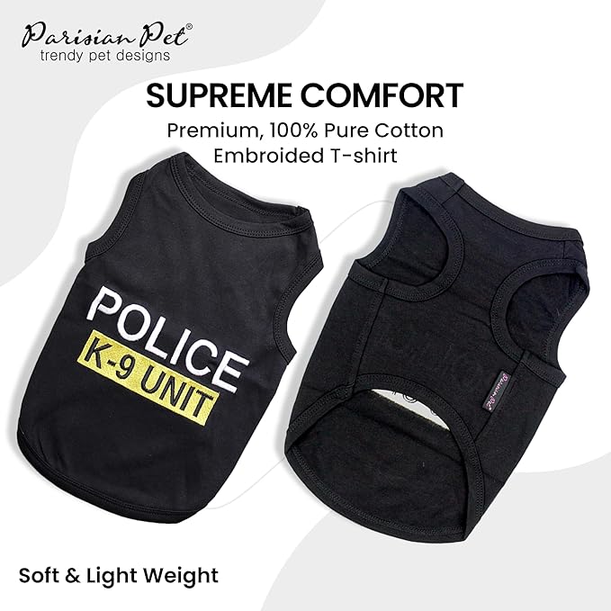 Parisian Pet Police K9 Dog Costume - Dog K9 Halloween Shirt - Pet Police Costume - Dogs Costumes for Halloween - Dogs Apparel & Accessories - Sleeved Pet Outfit - M