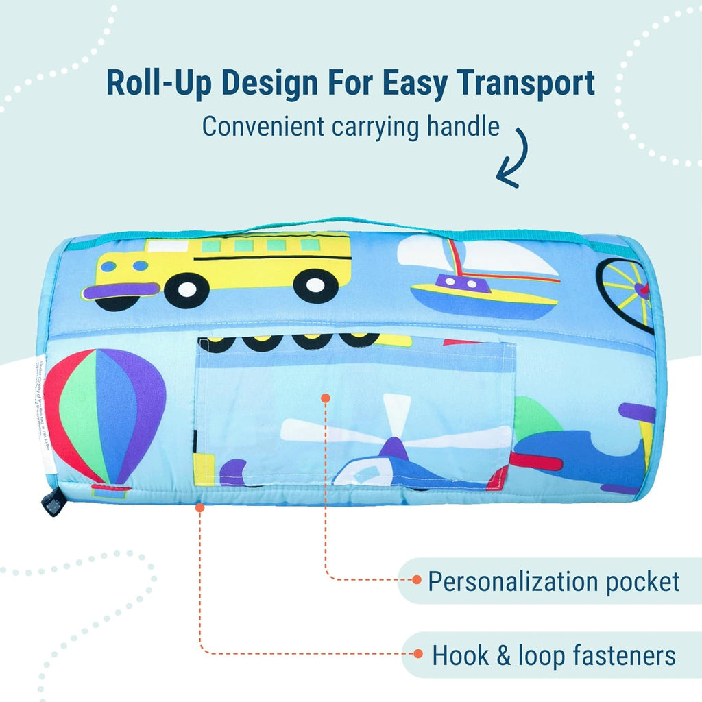 Wildkin Kids Microfiber Nap Mat – Soft Sleep Mat with Pillow, Ideal for School & Travel - On The Go