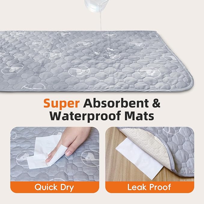 Washable Pee Pads for Dogs 1 Pack, 36" x 36" Reusable Pee Pads for Dogs, Leak-Prooft Pet Training Pads, Puppy Pads for Non-Slip, Designed for Dog Pen, Whelping Pad, Potty Training (Grey)