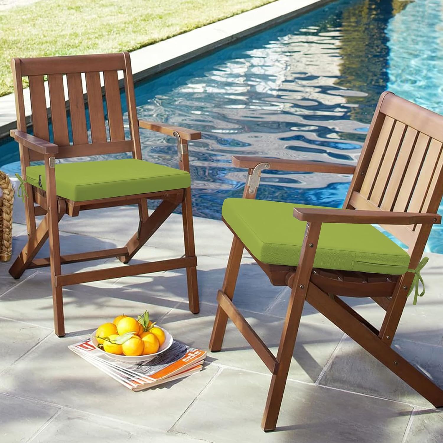 idee-home Outdoor Chair Cushions Set of 4, 17" x 16" Outdoor Seat Cushion Waterproof Patio Furniture with Ties, Dining Chair Pads