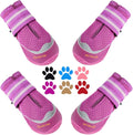 QUMY 4PCS Dog Boots for Large Dogs, Medium Dog Shoes & Paw Protectors for Hot Pavement, Summer Heat Protection, Mesh Breathable Nonslip Dog Booties for Hardfloors, Walking Running Hiking Purple Size 8