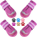 QUMY 4PCS Dog Boots for Large Dogs, Medium Dog Shoes & Paw Protectors for Hot Pavement, Summer Heat Protection, Mesh Breathable Nonslip Dog Booties for Hardfloors, Walking Running Hiking Purple Size 3