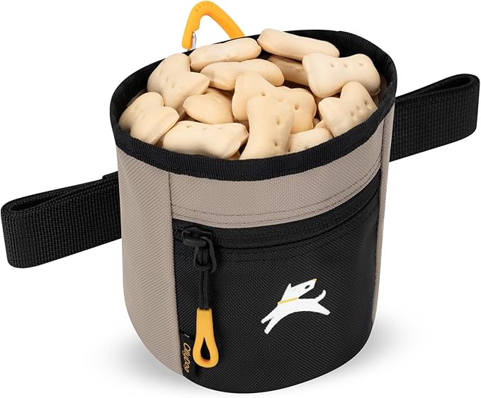 OllyDog Goodie Treat Bag, Dog Treat Pouch, Waist Belt Clip for Hands-Free Training, Magnetic Closure, Dog Training and Behavior Aids, Three Ways to Wear (Portabella)