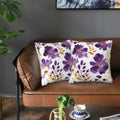Purple Floral Throw Pillow Covers 18X18 Inch Set of 2, Decorative Violet and Gold Flower Pillows, Modern Boho Farmhouse Pillowcase for Couch Sofa Bedroom Living Room Home Decor Purple Yellow White