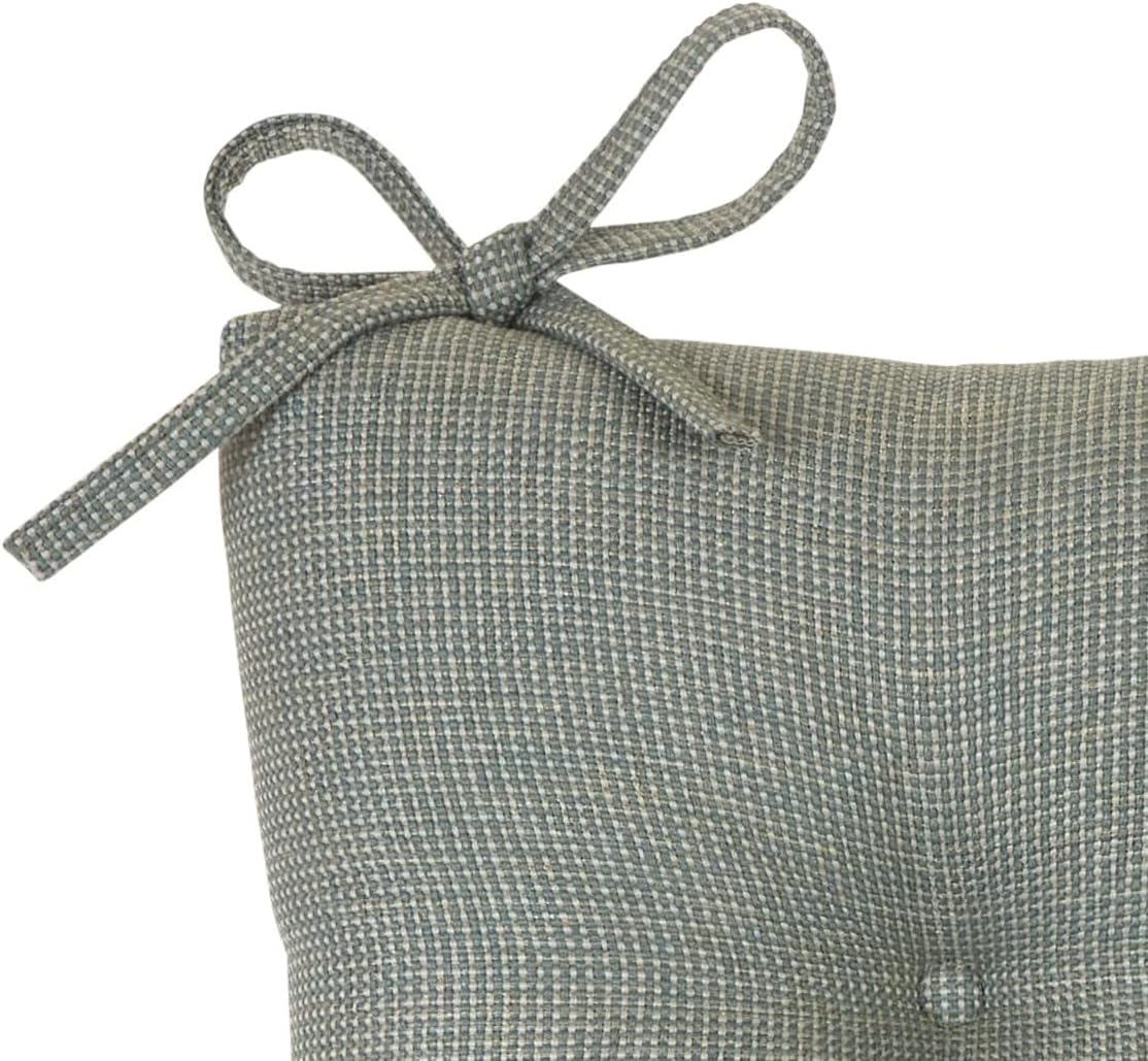 Klear Vu Omega Non-Slip Rocking Chair Cushion, Assembled in USA, Thick Tufted Design, Includes Seat Pad & Back Pillow with Ties, 17x17 Inches, 2-Piece Set, Solid Spa