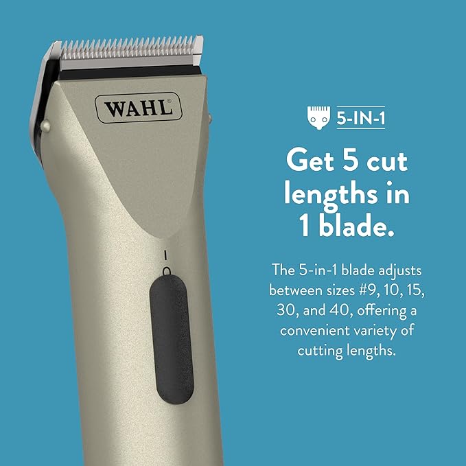 Wahl Professional Animal Arco Pet, Dog, Cat, and Horse Cordless Clipper Kit, Champagne (8786-452)