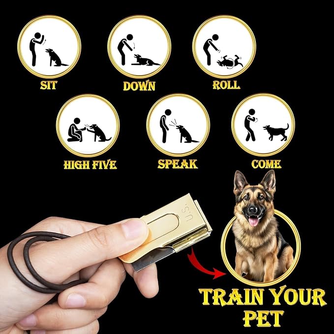 Mythrojan Brass and Steel Pet Training Clicker Puppy Dog Training Cricket Clicker U.S. Engraved WII Military Gear Metal Clicker (Clicker with Leather Gripper)