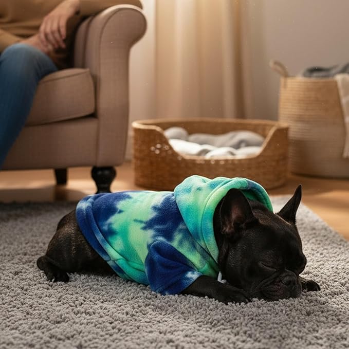 Mklhgty Tie Dye Dog Hoodie, Winter Coat for Small Dogs - Ultra-Soft Adjustable Warm Hood, Breathable Comfort Fabric for Daily Use