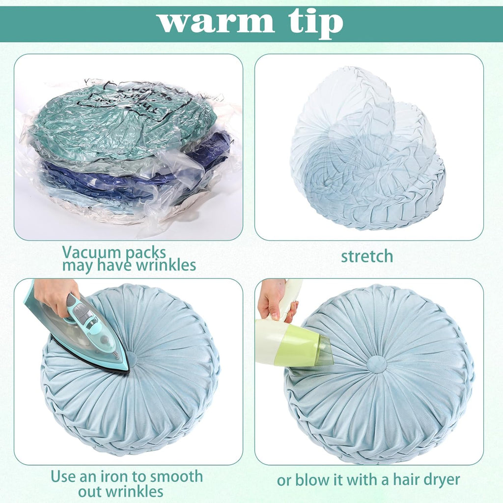 Yerliker 6 Pcs Floor Pillow Cushions 15inch Round Velvet Throw Pillows Colorful Flexible Cushions Alternative Pillows for Couch Chair Living Room Bedroom Home Office Decor(Blue Color)