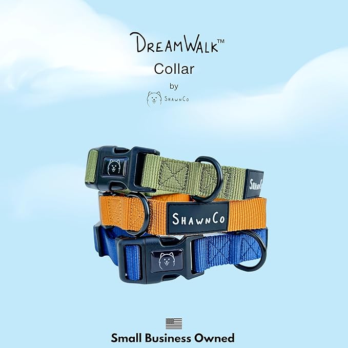 ShawnCo Dream Walk Dog Collar- Premium, Adjustable and Comfortable Pet Collar for Small, Medium, Large and Extra Large Dogs (M, Olive Green)