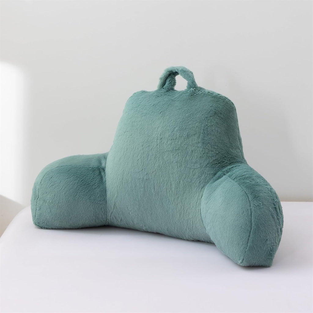 Aimuan Reading Pillow Bed Rest Wedge Adult Backrest Pillow with Arms Sitting in Bed Cushion Incline Rest Sleeping Pillow for Watching TV/Gaming/Relaxing, Green Standard