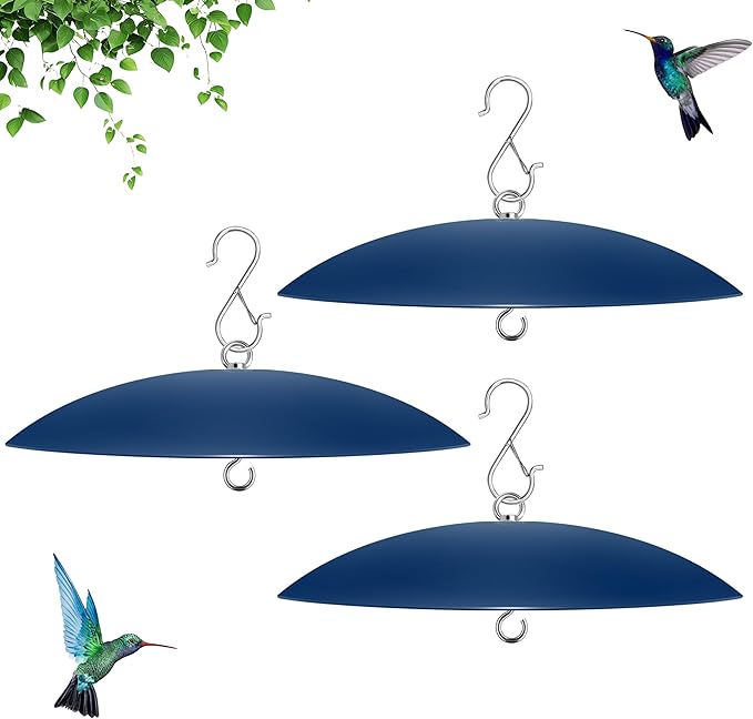 13" Bird Feeder Rain Cover,Bird House Dome,Hummingbird Feeder Guard, Proof for Shepherd's Hook Outdoors, (Blue), 3Pack
