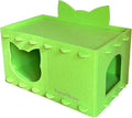 Cat House Cat Ear Design, Large Spacious Cozy Indoor Cat Bed Cave, Scratch Resistant Strong Thick Premium Felt Condo, Fun Hideaway for Multiple Cats, 21.5x13x11.6 inches (Bright Green)