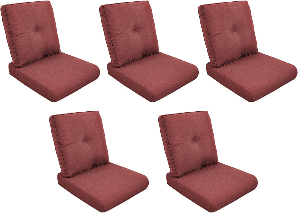 Patio Cushions for Outdoor Furniture - 22" x 25" x 4" UV Resistant Thick Foam Cushions Water Resistant Replacement Cushion for Outdoor Patio Furniture Chair/Sofa/Couch | Red | 5-Pack |