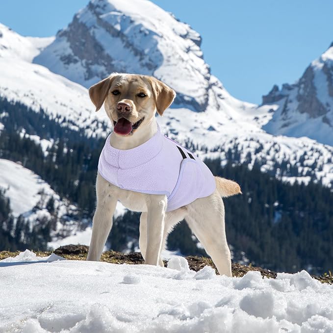 Queenmore XXL Dog Sweater, Soft Fleece Vest Pullover Dog Jacket with Leash Hole, Warm Winter Dogs Clothes Cold Weather Doggy Dachshund Sweaters for Large Dogs Cats Boy or Girl (Lilac, XXL)