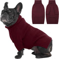 IECOii Dog Sweaters for Medium Dogs Girl Boy,Christmas Knit Doggy Sweatshirt with Sleeve,Turtleneck Thick Warm Dog Sweaters for Winter,Pullover Knitwear for French Bulldog,Boston Terrier (Burgundy,L)