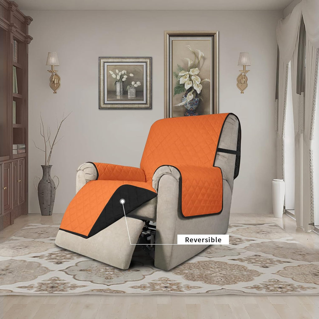 Easy-Going Recliner Chair Slipcover Reversible Sofa Cover Water Resistant Couch Cover Furniture Protector with Elastic Straps for Pets Dog (Recliner 22 inch, Orange/Black)