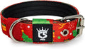 TSPRO Tactical Dog Collar 1.25 Inch Wide Thick Dog Collars with Heavy Duty Metal Buckle, Durable, Strong, Adjustable for Small Dogs (Christmas Red S)