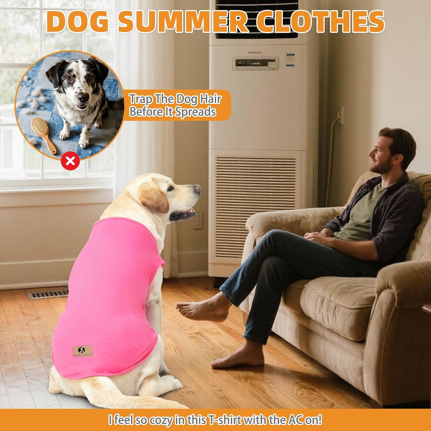 KOOLTAIL Girl Dog Clothes for Large Dogs, 2 Pack Cotton Fall/Winter Warm Dog T Shirts Coats for Outdoor, UV & Insect Protection Anti-Hair Loss & Lightweight Pet Vest Tank Tops Apparel, Pink & Rose,L