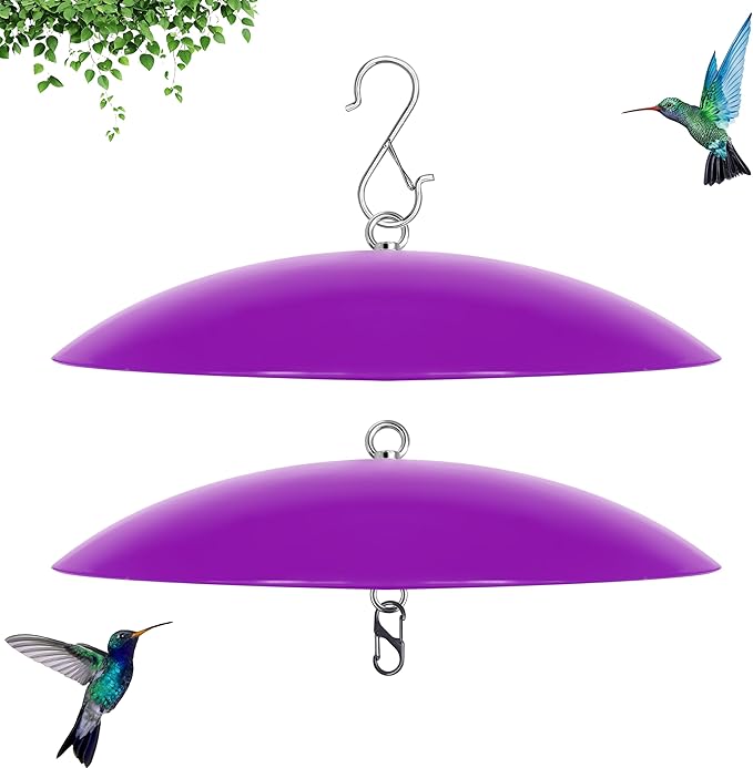 13" Bird Feeder Rain Cover,Bird Feeder Dome,Hummingbird Feeder Guard, Proof Bird Feeders Baffle, (Purple), 2Pack