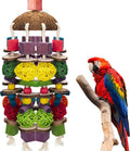 EBaokuup Large Bird Parrot Toys, Multicolored Wooden Blocks Bird Chewing Toy Parrot Cage Bite Toy for Macaws Cokatoos African Grey and Large Medium Parrot Birds