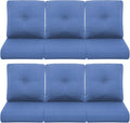 Patio Chair Cushions 6 Packs - Outside High Back Water-Resistant Cushion 22x24 with Zipper Cover for Outdoor Glider Rocking Chairs Loveseat 3-Seater Couch Sofa – Blue/Buckle