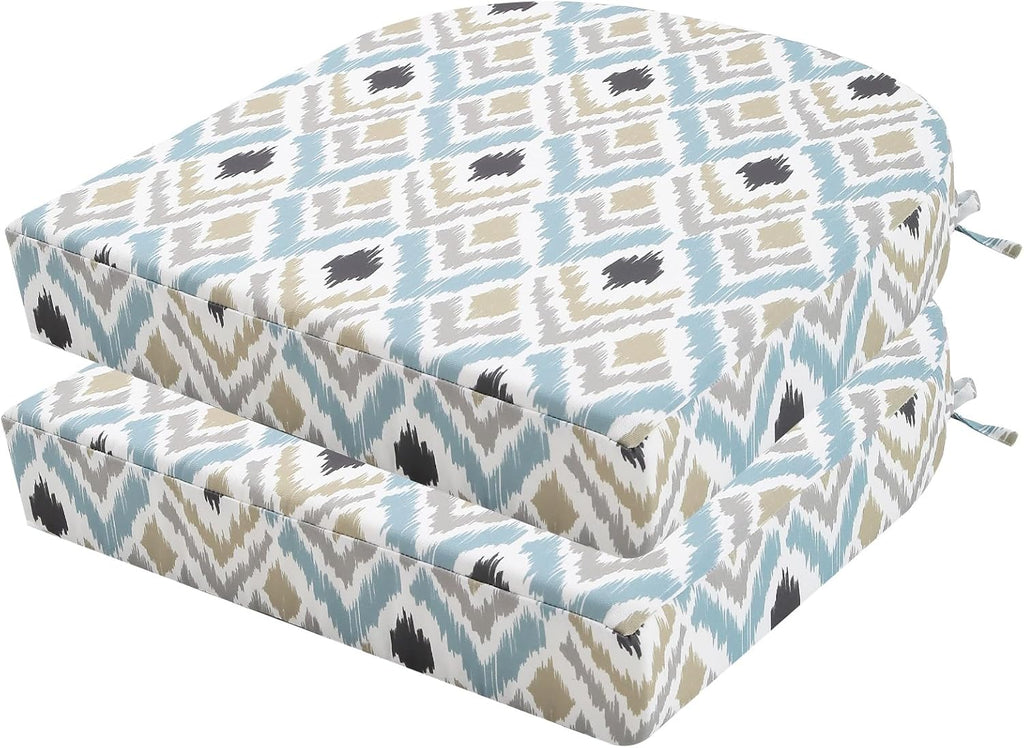 idee-home Outdoor Chair Cushions Set of 2, Thick 17" x 17" x 3" Outdoor Seat Cushions Patio Furniture Waterproof with Ties, Dining Pads