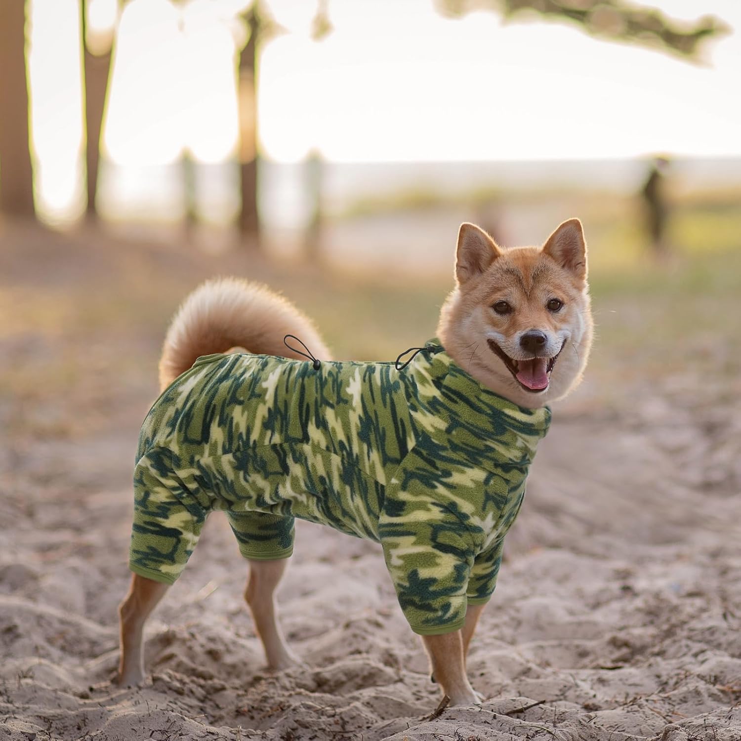 ROZKITCH Dog Winter Coat Soft Fleece Pullover Pajamas, Pet Windproof Warm Cold Weather Jacket Vest with Luminous Zipper, Jumpsuit Apparel Outfit Clothes for Small Medium Large Dog Camo 2XL