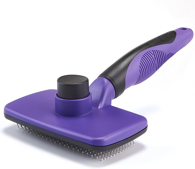 Self Cleaning Slicker Brush for Dogs& Cats, Skin Friendly Grooming Brush for Shedding Long&Short Haired Dogs& Cats, Deshedding Pet Supplies Accessories, Purple