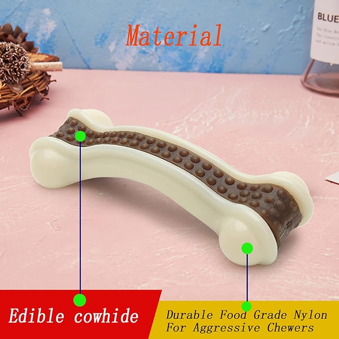 Dog Chew Toys for Aggressive Chewers, 6 Pack L Real Beef Flavor Bones,Indestructible Dog Toys for Large/Medium Breed,Pet NylonToys