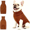 Medium/Large Dog Sweater, Warm Comfy Stretch Dog Winter Coat w/Sleeves & High Neck, Premium Dog Clothes for Bulldog-Best for Holidays, Daily Walks L Brown