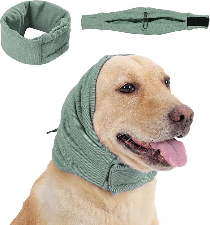 Dog Calming Hoodie, No Shake Ear Wraps for Dogs, Adjustable Dog Ear Muffs for Noise Protection, Ear Wrap Head Cover for Head Warp Anxiety Relief, Hematoma, Grooming and Force Drying