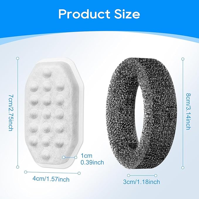 24 Pack Stainless Steel Cat Fountain Filters Compatible with Rellaty & Fit for Neareal Cat Fountain 108oz/3.2L, Replacement for Automatic Pet Fountain Dog Water Dispenser