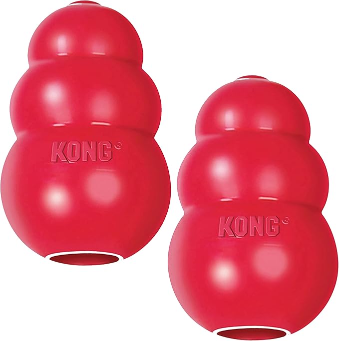 KONG Classic Stuffable Dog Toy - Fetch & Chew Toy for Dogs - Treat-Filling Capabilities & Erratic Bounce for Extended Play Time - Durable Natural Rubber Material - for Small Dogs (Pack of 2)